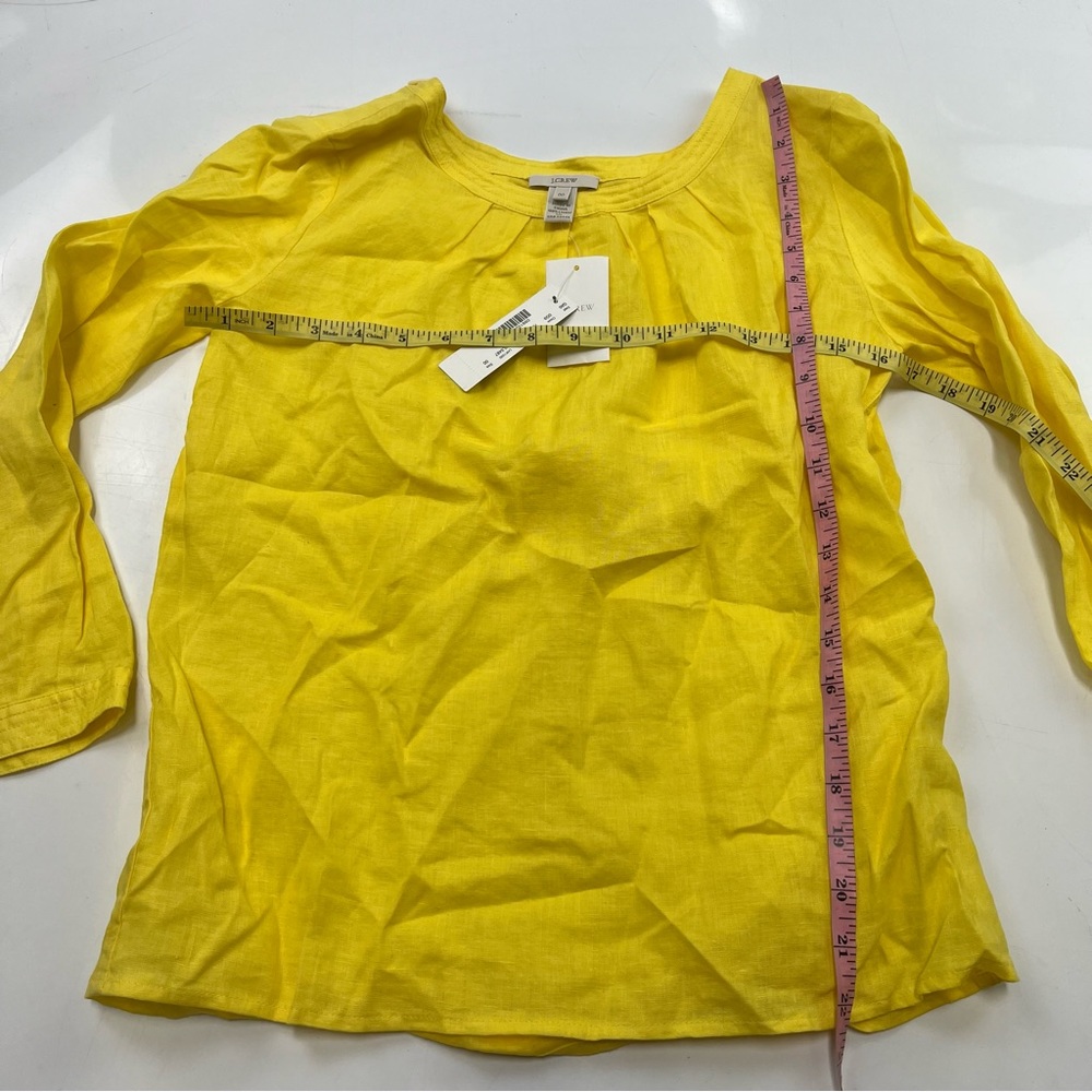 j.Crew women’s yellow linen long sleeve NWT shirt 00 L20-25 - Picture 4 of 5
